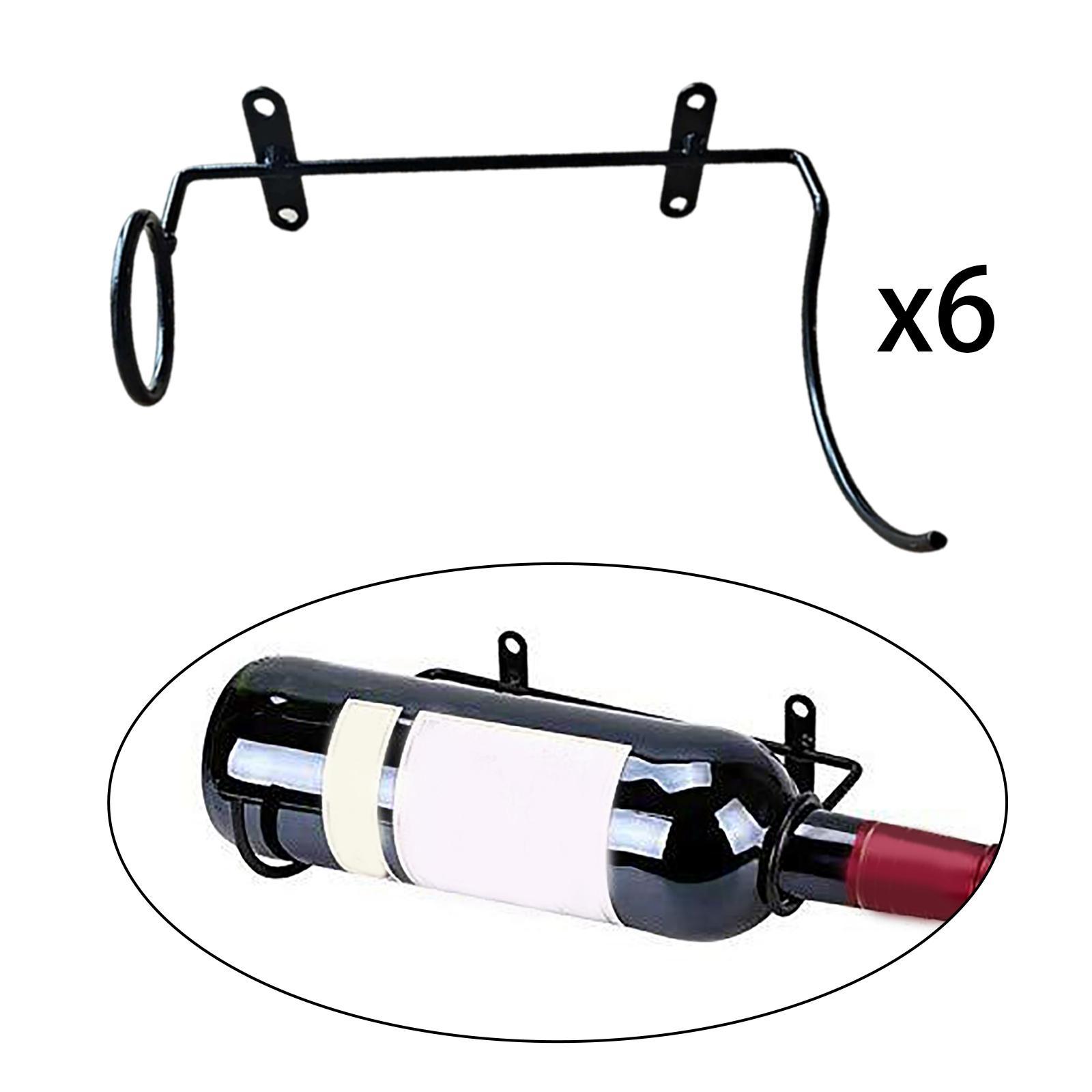 6 PCS Wall Mounted Wine Racks, Red Wine Bottle Display Holder, Iron Hanging Wine Rack Organizer, Wine Storage Shelf