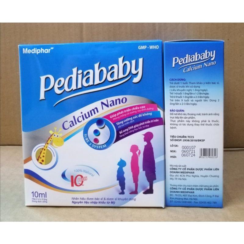 Pediababy calcium nano bổ sung canxi, phát triển chiều cao, chống còi xương suy dinh dưỡng