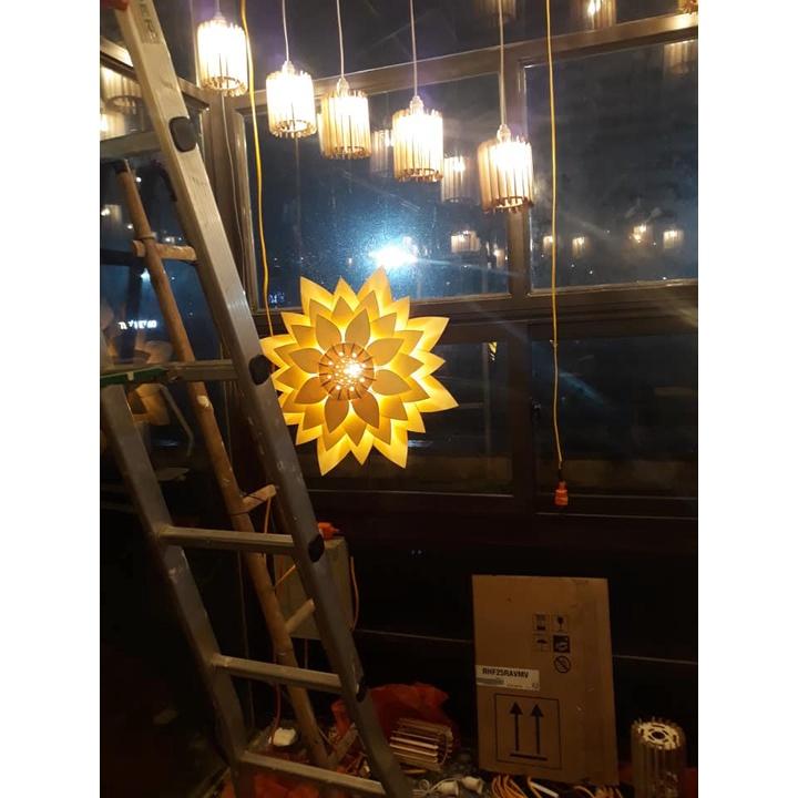 Đèn gỗ hoa sen DIY decor nhà cửa, văn phòng