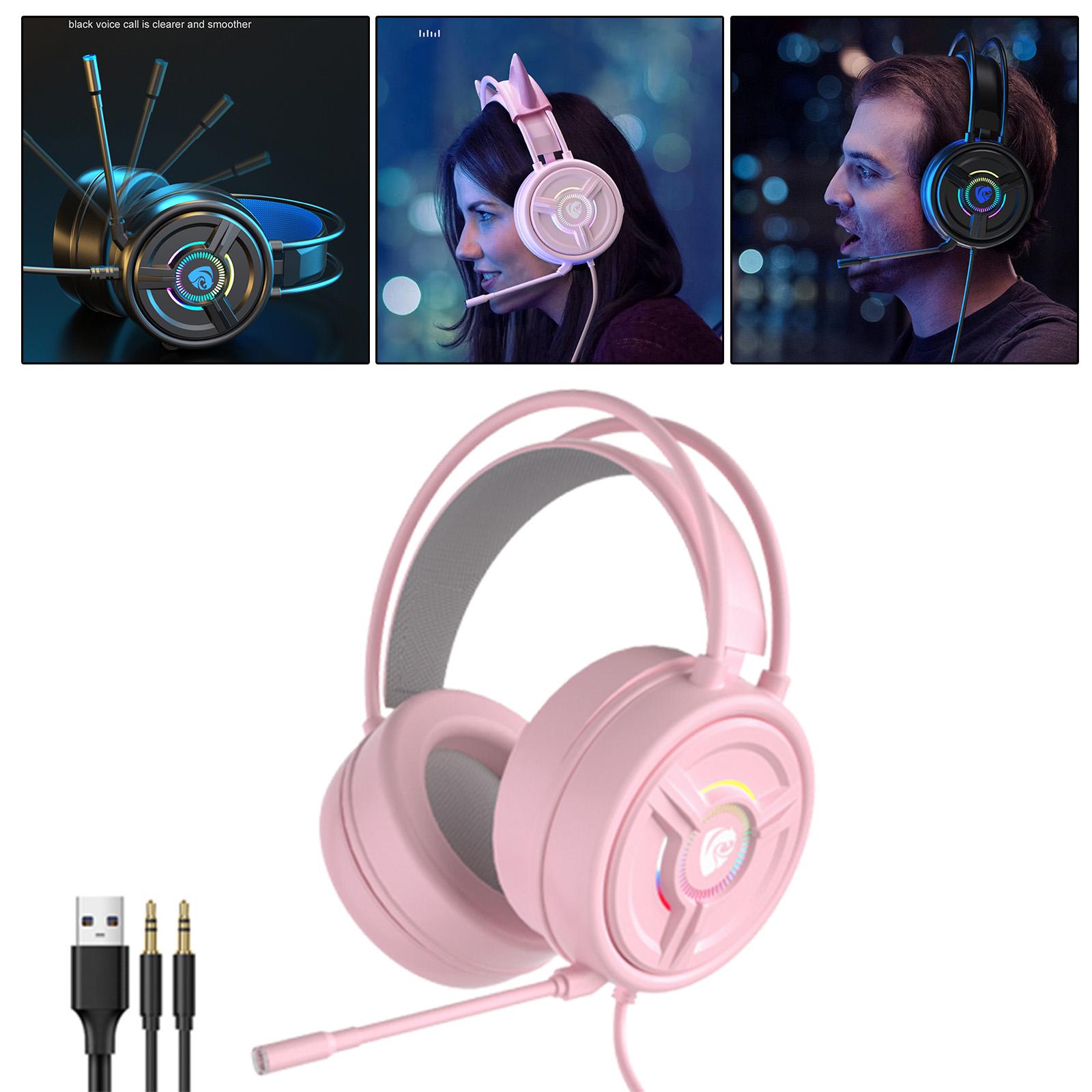 3.5mm Gaming Headset w/LED Light, Stereo Surround Sound, PSH-200 Gaming Headphones with Noise Cancelling Mic for PC Laptop