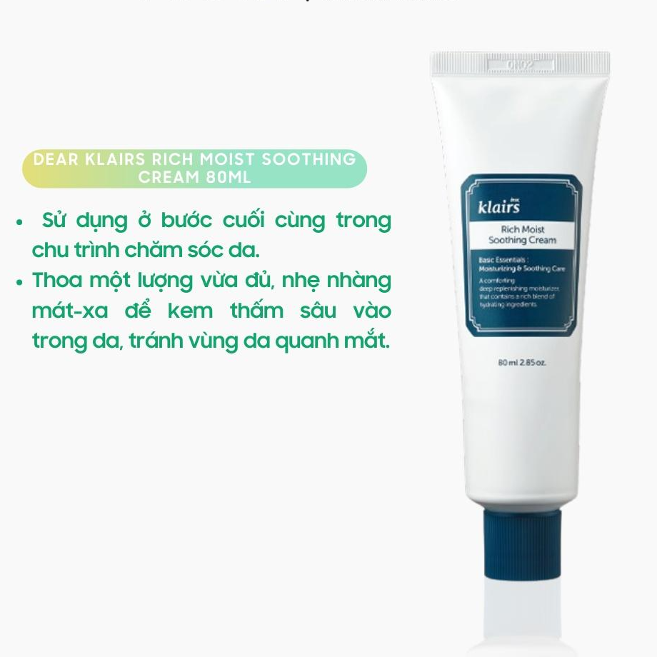 Kem dưỡng ẩm Klairs Rich Moist Soothing Cream 80ml