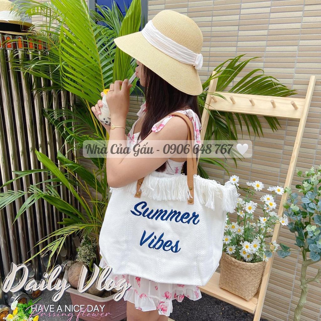 Túi cói summer form to mix với dây da chụp ảnh quá xinh luôn