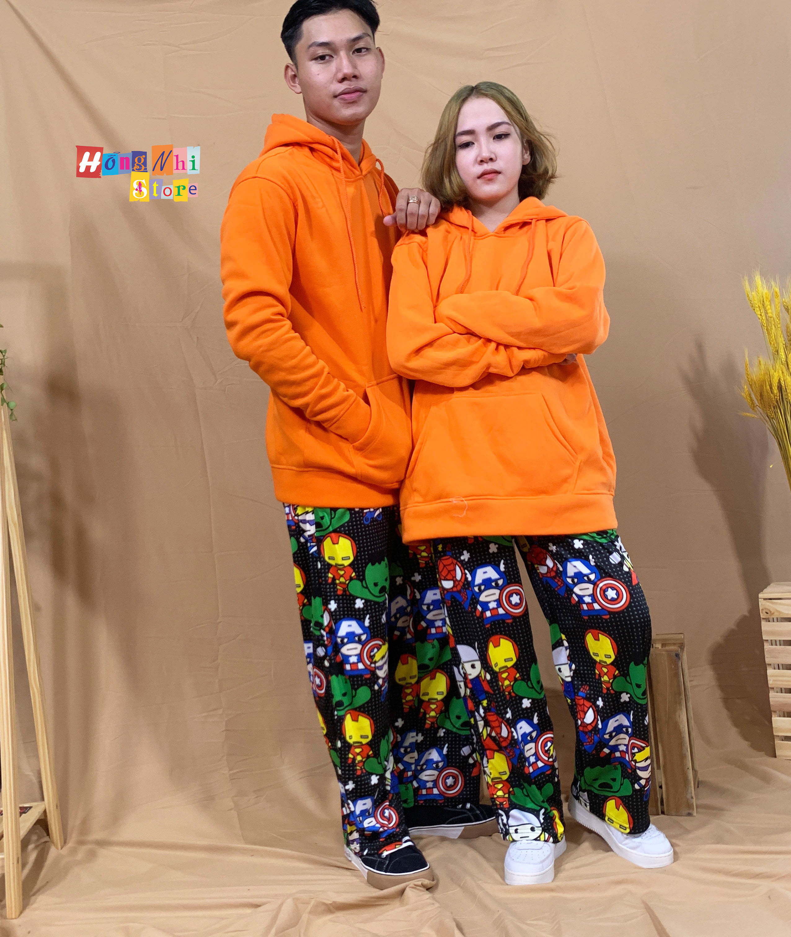 Áo Hoodie Trơn Màu Cam Cao Cấp Dáng Rộng Unisex Nam Nữ Mặc Được - MM - M