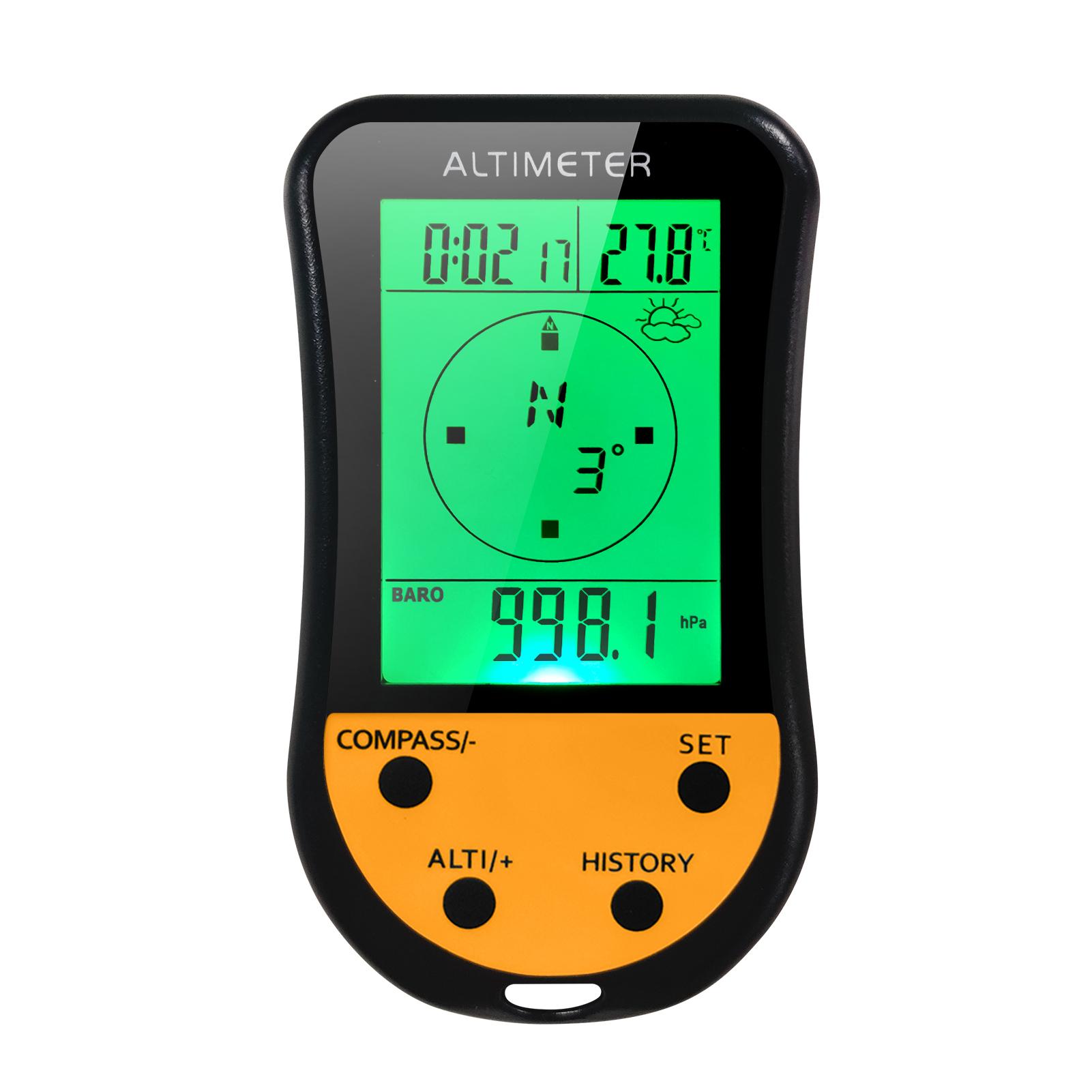 Electronic Digital Altimeter 8 in 1 Multifunction LCD Backlight Mini Altimeter Barometer Compass Thermometer Weather Forecast Clock Calendar for Outdoor Climbing Hiking Fishing