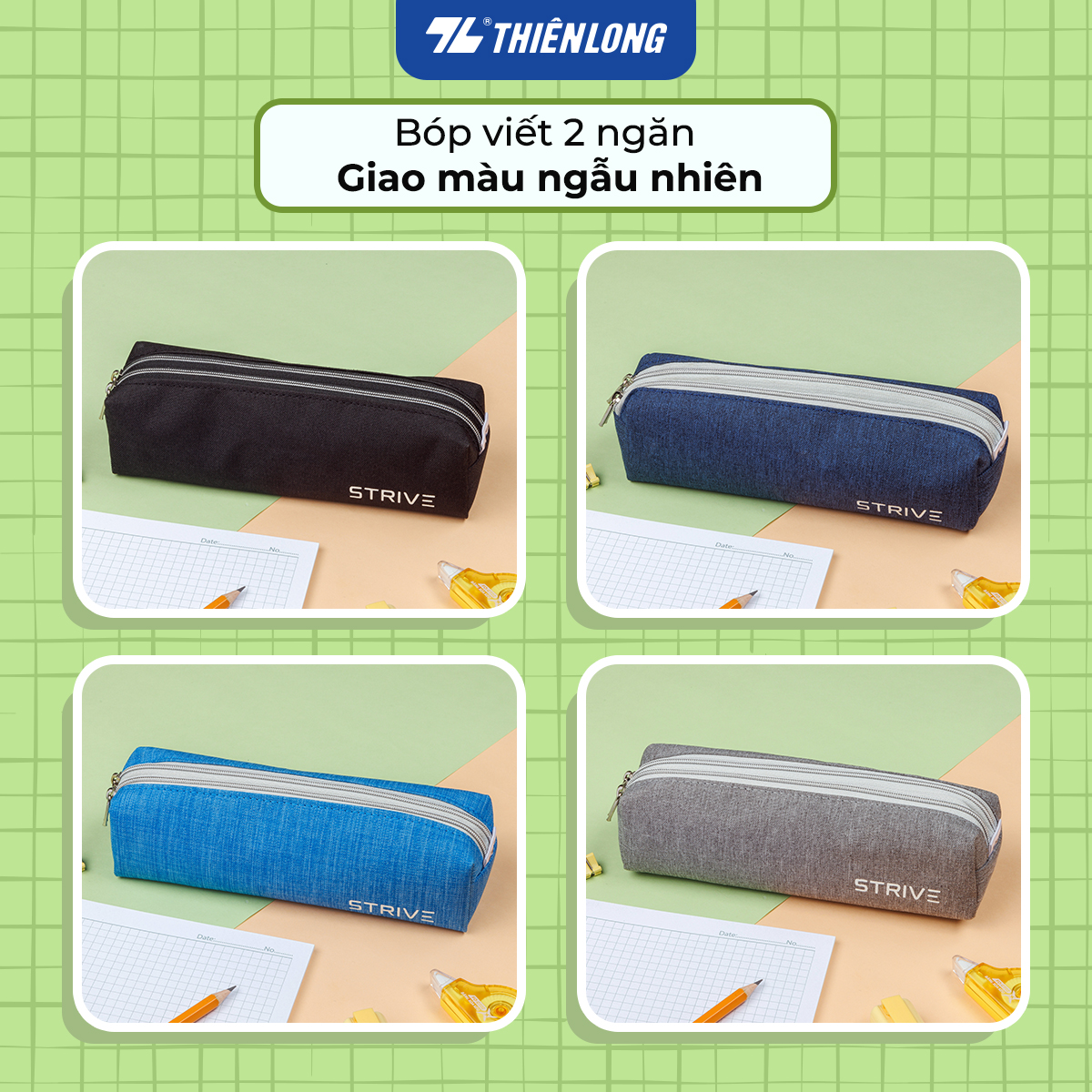 Bóp viết 2 ngăn Thiên Long PCA-019 - Vải trượt nước - Màu ngẫu nhiên