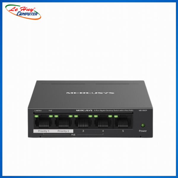 Switch PoE MERCUSYS MS105GP  (5 port 1000Mbps với 4 Port Poe) - Hàng Chính hãng