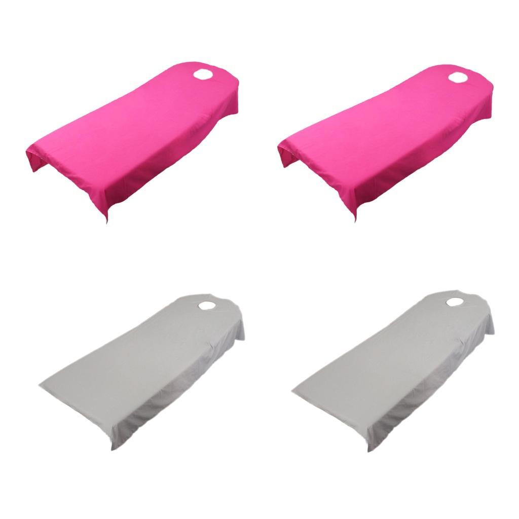 4pcs Solid Color Elastic Thicken Massage Bed Skirt Cover w/ Hole f/