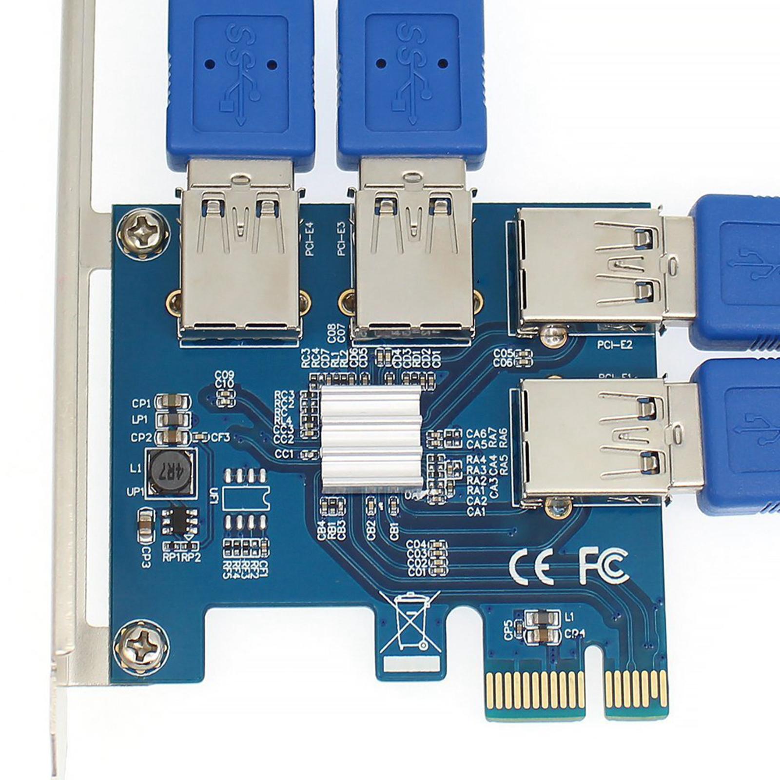 1 to 4 PCI-Express 16X Slots Riser Card PCI-E 1X to External 4 PCI-e USB 3.0 Adapter