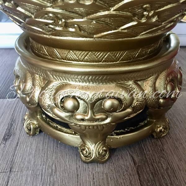 Bình hoa lớn DẠ CỔ màu đồng cao 52 cm lông công,hoa