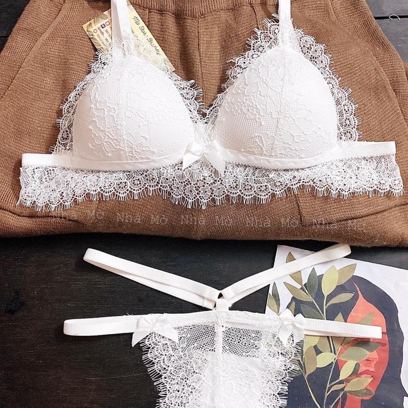Set bra ren trắng nữ CÁ CONCEPT đồ lót thiết kế không gọng có mút đủ size