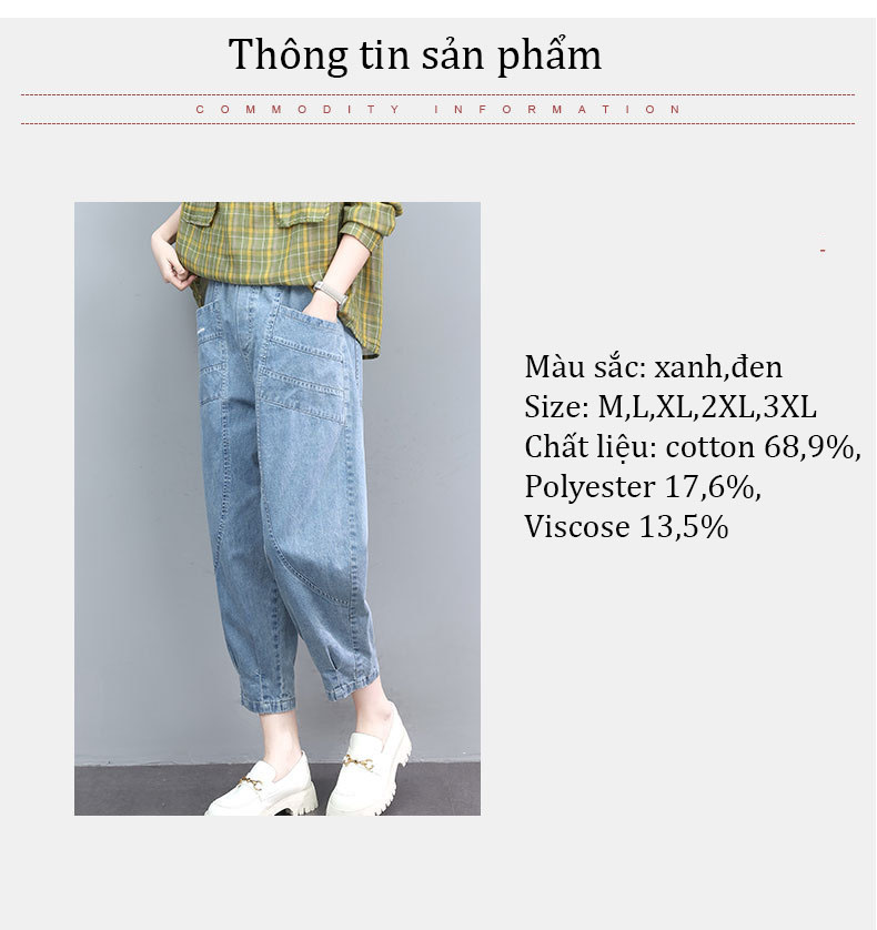 Quần Jean nữ dáng lửng cạp chun phong cách mới J01
