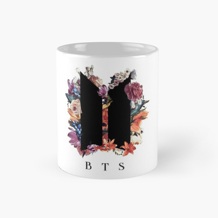 Ly cốc sứ BTS in logo cánh cửa BTS và hoa
