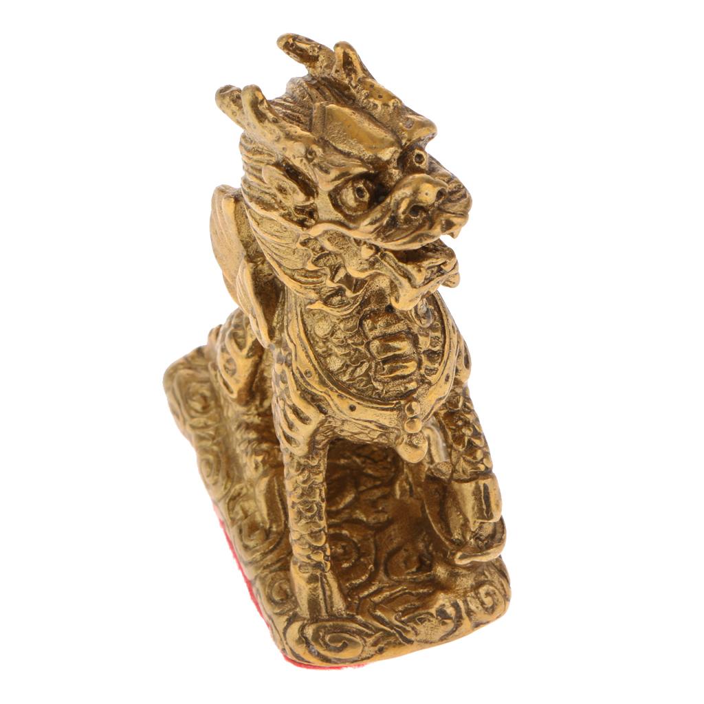Pure Copper Brass Feng Shui Wealth Kylin Beast Statue Furnishing Ornaments