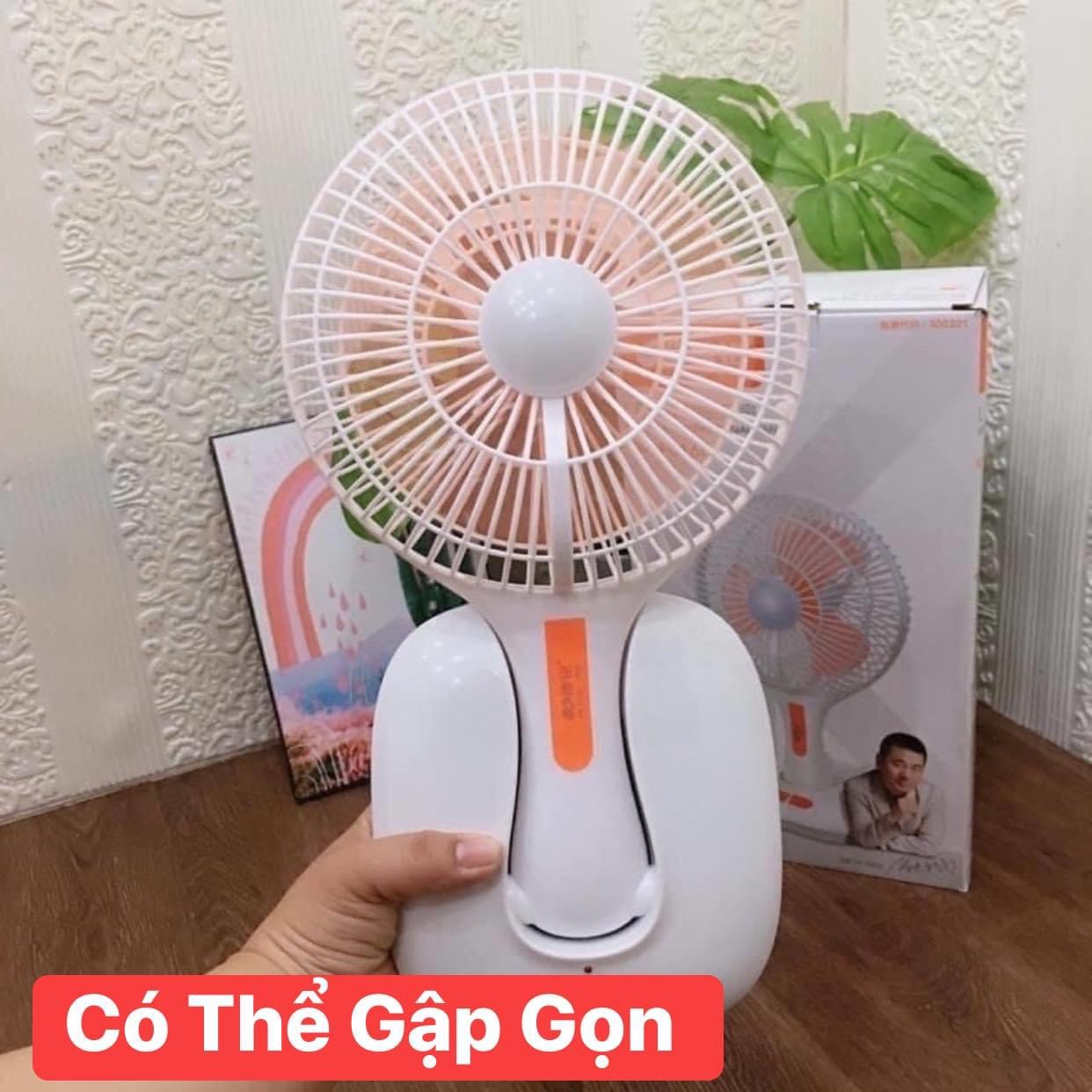 Quạt Tích Điện Mini Gấp Gọn Tích Hợp 3 Tính Năng Vượt Trội :Làm Mát/Đèn Chiếu Sáng/ổ sạc Điện thoại Sử Dụng Liên tục lên tới 5H Đồng Hồ