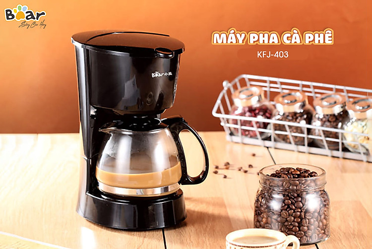 Máy Pha Cà Phê Mini Gia Đình Bear KFJ-403 Dung Tích 600 ML Công Suất 550 W - Hàng Chính Hãng