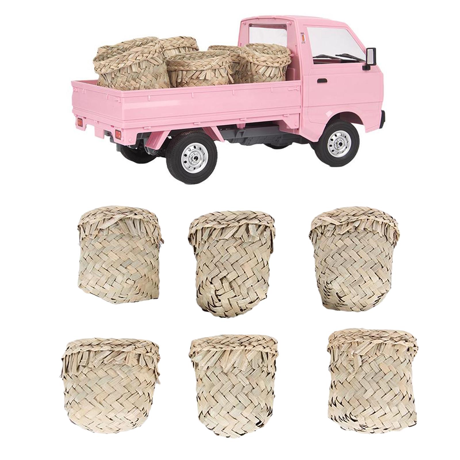 6x 1:16 Scale Straw Baskets Miniature Model for 1/10 WPL D12 RC Car Decor