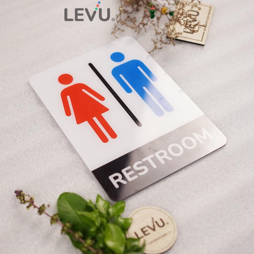 Bảng mica Restroom dán cửa trang trí khu vực nhà vệ sinh