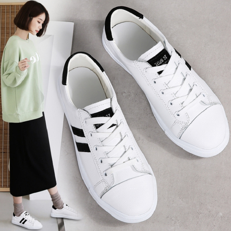 Women's Korean Casual Shoes Microfiber Leather Wild White Shoes