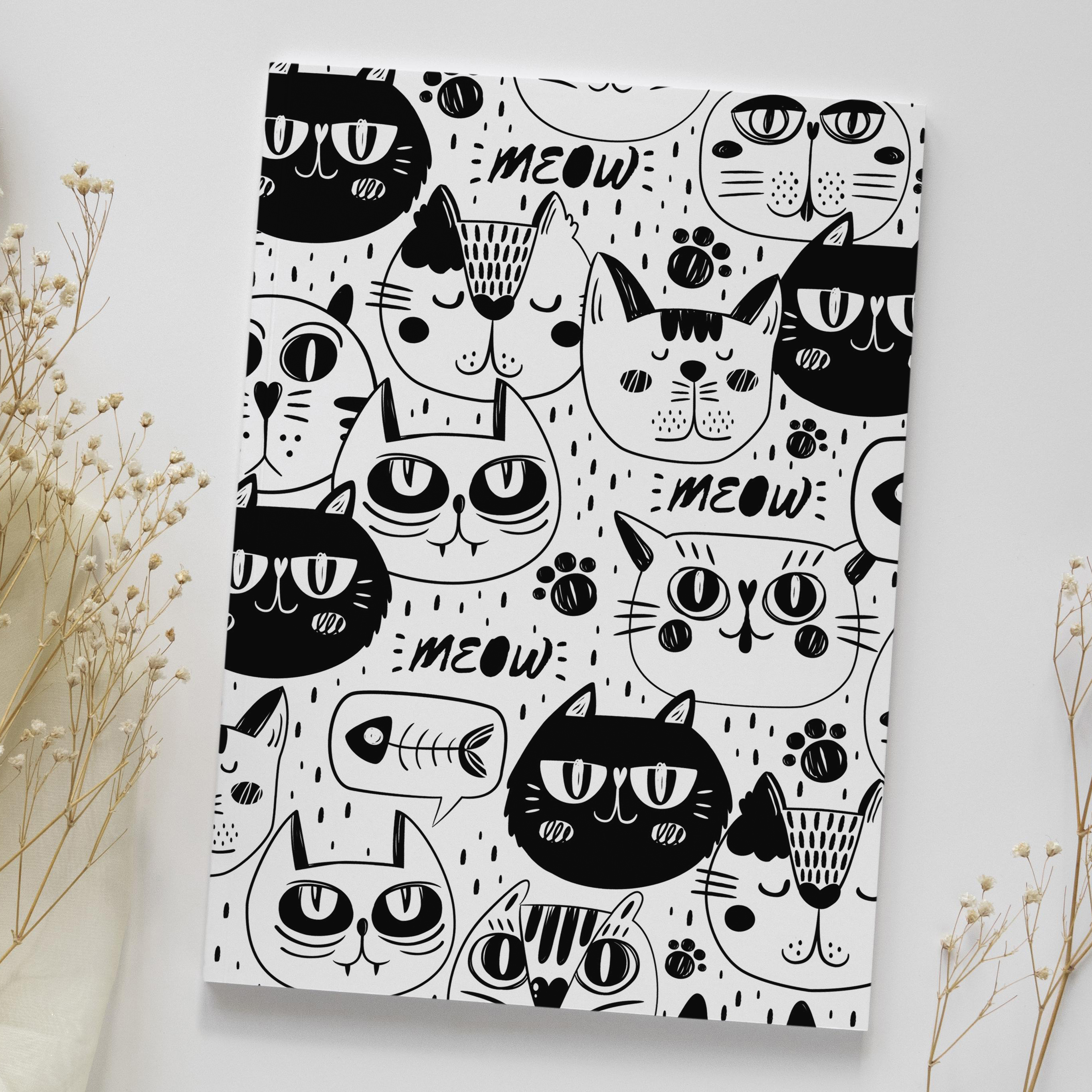 Giấy bọc sách vở giấy bao tập cute Những chú mèo đen trắng White &amp; Black Cats