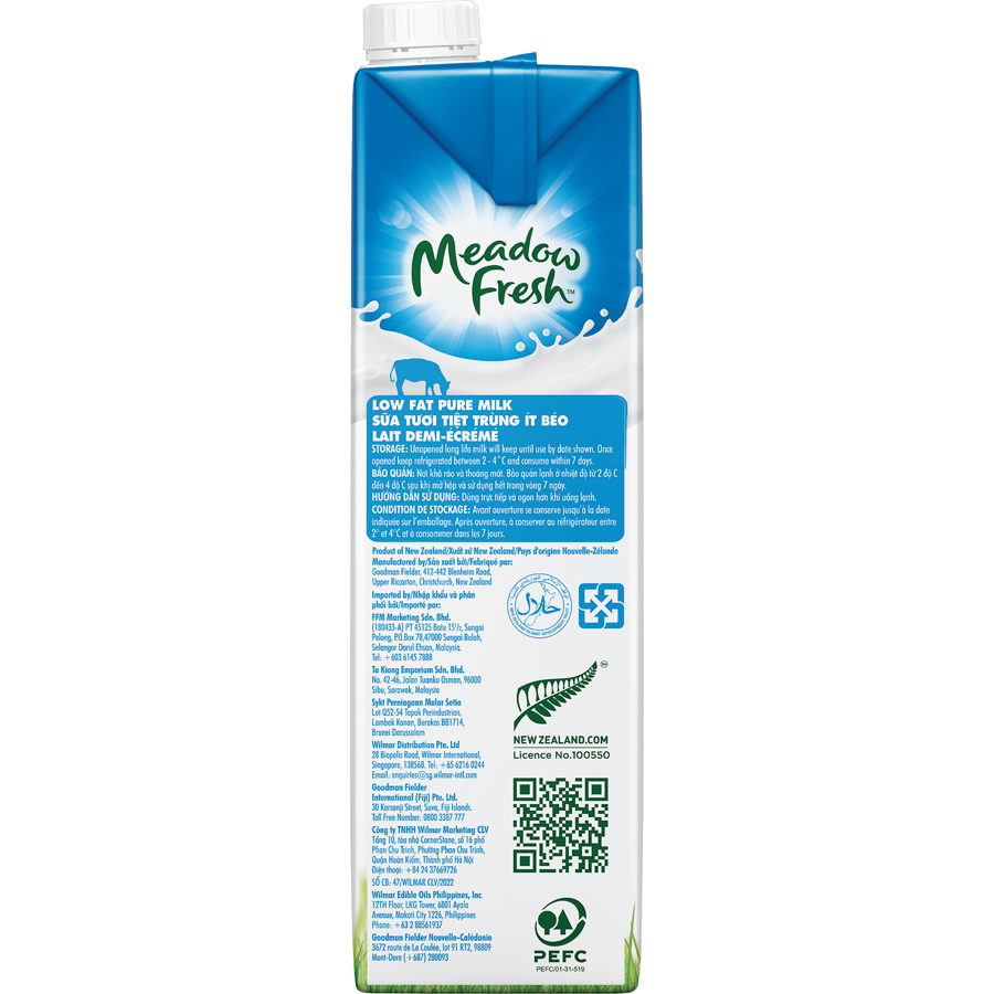 Thùng 12 hộp Sữa tươi tiệt trùng ít béo Meadow Fresh 1L