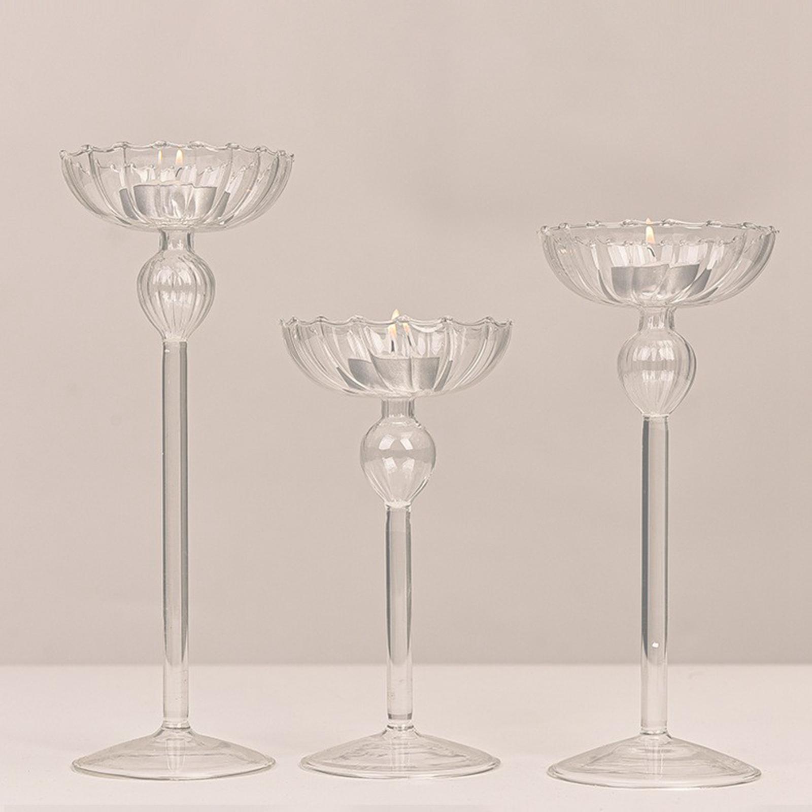 Creative Tealight Candle Holders Glass Candlestick Stand Pillar Candle Holder for Wedding Birthday Festival Housewarming Decor
