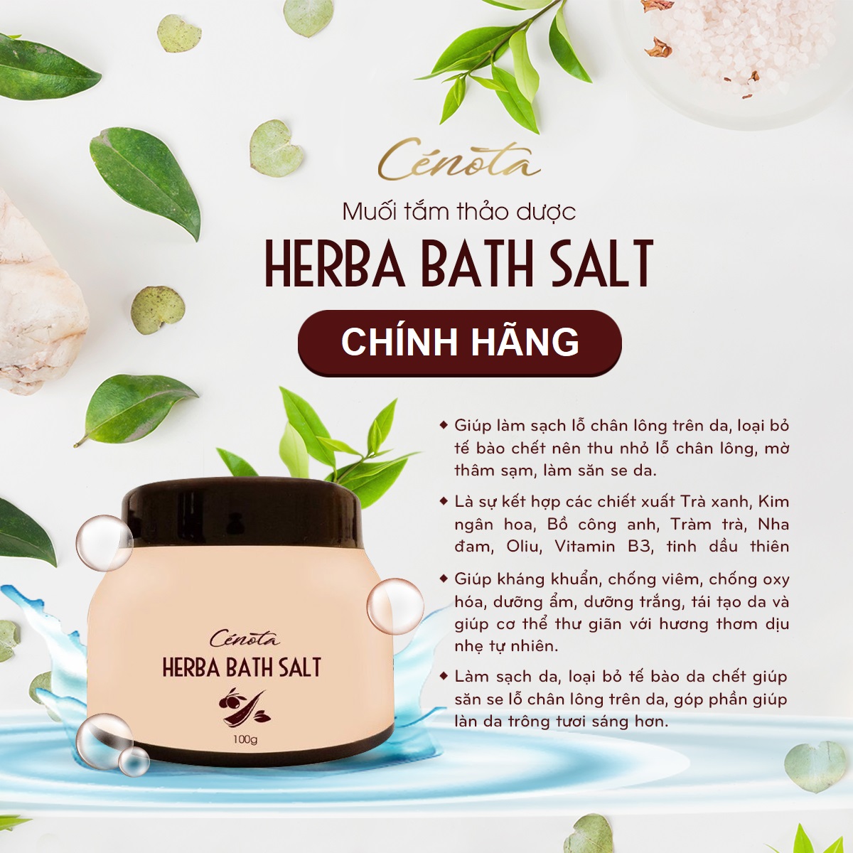 Muối Tắm Thảo Dược Cenota Herbal Bath Salt 100g Chính Hãng