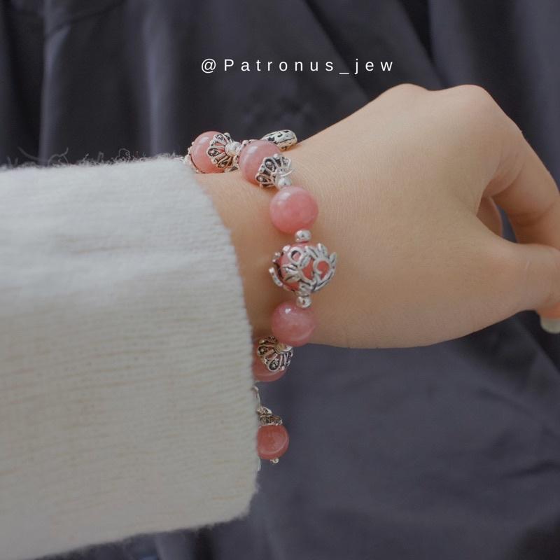 Vòng Tay Đào Hoa Phối Charm Bạc 925 VTDHCB92522A Patronus