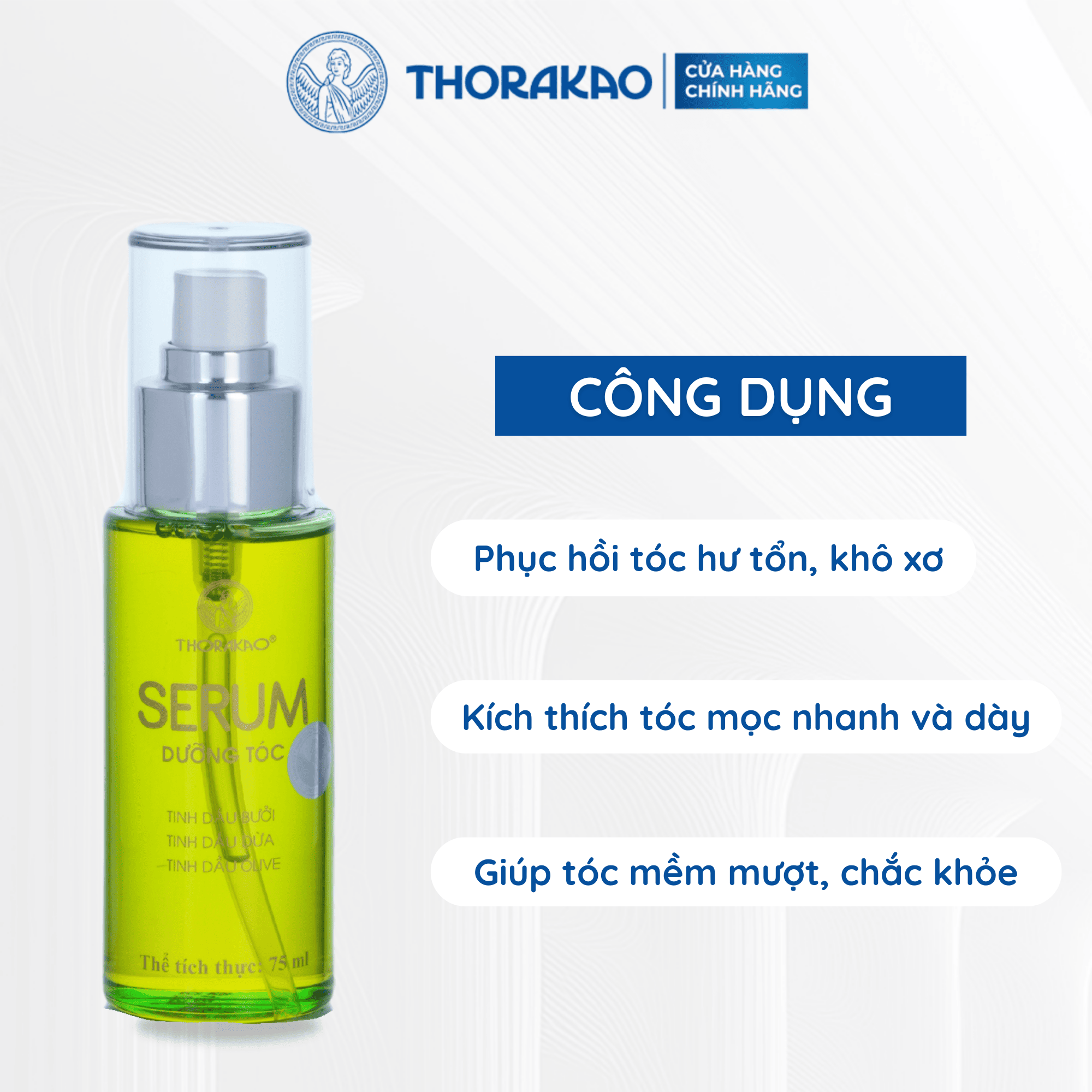 Serum Dưỡng Tóc Tinh Chất Dừa Bưởi Olive Giảm Rụng Giúp Tóc Suôn Mượt 75ML