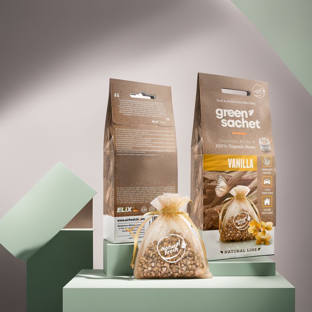 Túi thơm để taplo ô tô Elix Green Sachet - Hương Vanilla (Dịu nhẹ - Ngọt ngào)