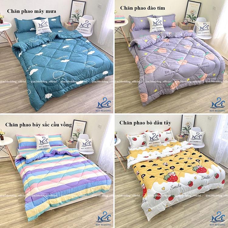 Chăn phao trần bông siêu nhẹ, mền cotton poly họa tiết đáng yêu kích thước 1m8x2m