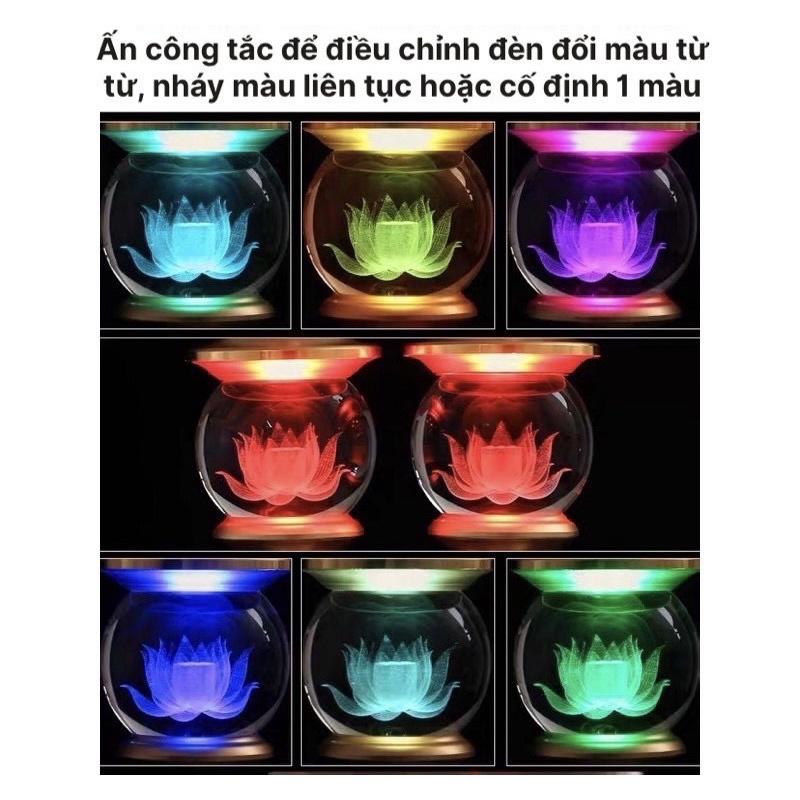 CẶP 2 CÂY ĐÈN LED PHA LÊ HOA SEN 7 MÀU THỜ CÚNG TRANG TRÍ