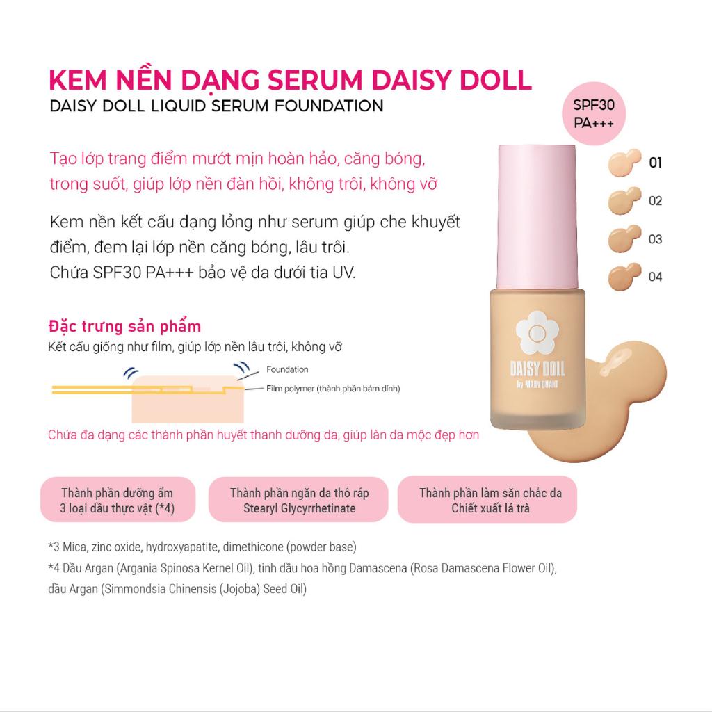 Kem Nền Kết Cấu Dạng Serum Lì Mịn Như Nhung Daisy Doll Nhật Bản BB Serum SPF 30 Mỏng Nhẹ 28ml