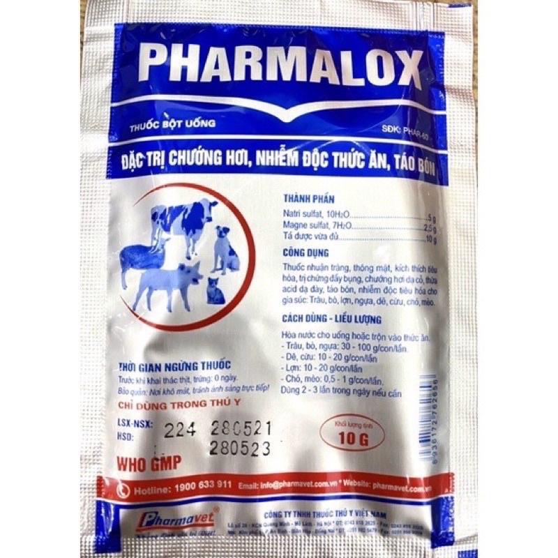 [ THÚ Y ] 1 gói PHARMALOX 10g ĐẶC TRỊ CHƯỚNG HƠI, NHIỄM ĐỘC THỨC ĂN, TÁO BÓN XỔ PHÈN, GIẢI ĐỘC GIA SÚC, GIA CẦM trên trâu bò lợn gà chó mèo