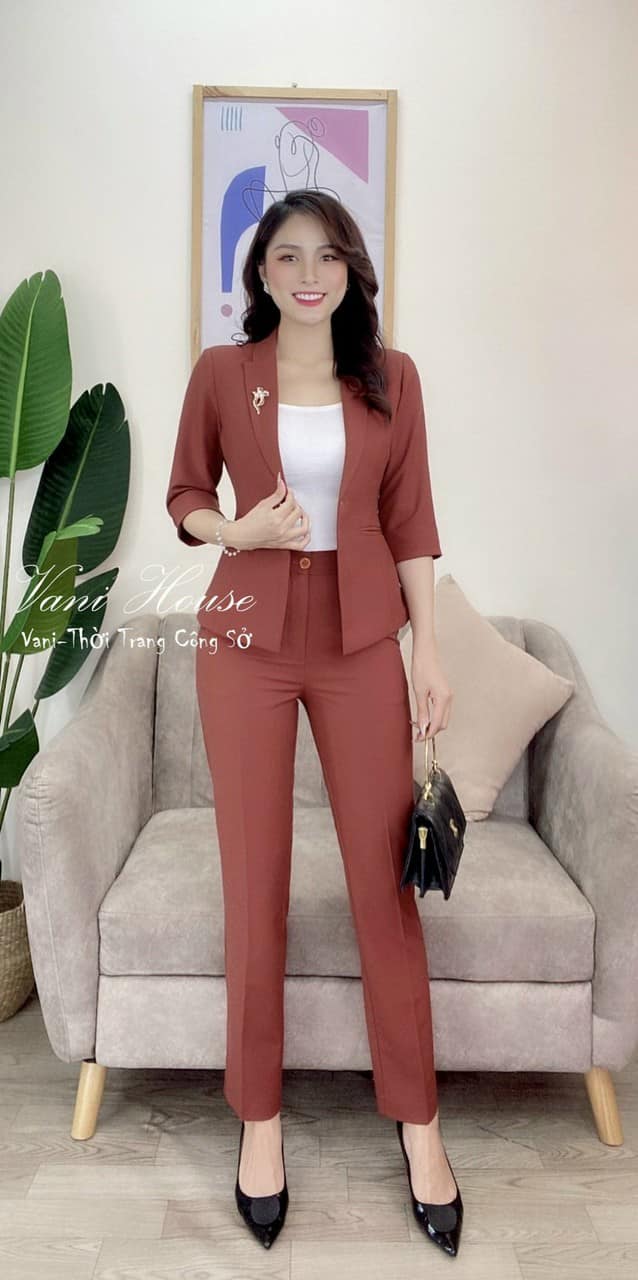 Set Bộ Vest Công Sở Nữ Tay Lỡ Quần Dài