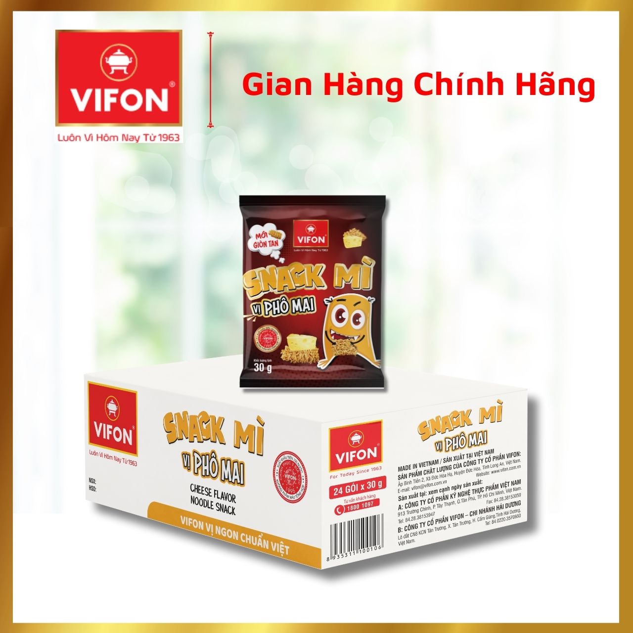 Thùng 24 Snack Mì Phô Mai VIFON (30gr/ Gói)