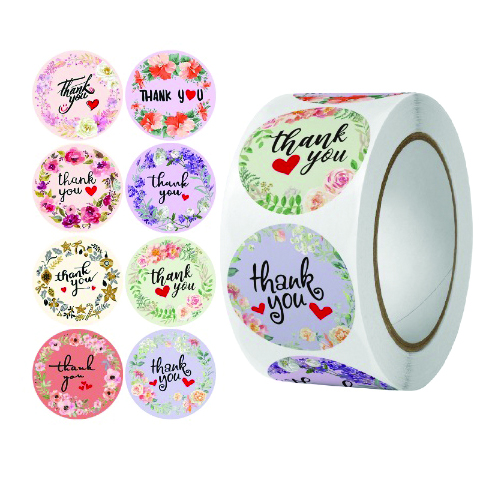 Hình ảnh Cuộn 500 nhãn dán sticker Thank You tăng tỷ lệ đánh giá 5 SAO hàng chất lượng cao, nhiều mẫu lựa chọn Yorn