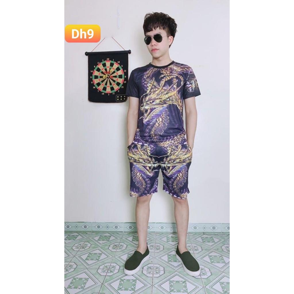 Bộ Nam Hè In Hình 3d Cao Cấp Chất Thun Lạnh Co dãn 4 chiều