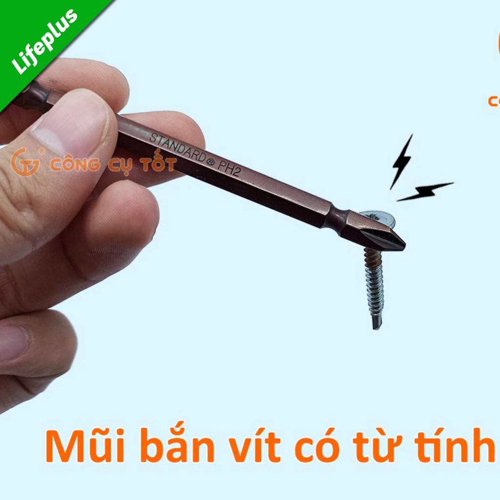 Mũi bắn vít 2 đầu bake thép S2 si nâu Standard Đài Loan dài 100mm