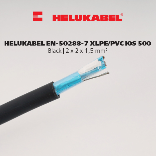 Dây cáp tín hiệu đo lường HELUKABEL EN-50288-7 XLPE/PVC IOS 500 | 2 x 2 x 1,5 mm² | Black