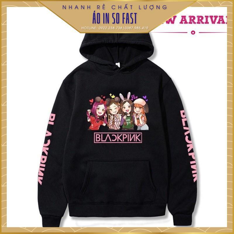 Áo nỉ hoodies Black pink đen có mũ siêu hot hit