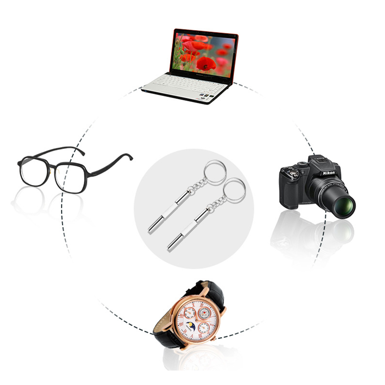 Tua vít 3 trong 1 tiện dụng sửa chữa kính mắt, đồng hồ, điện thoại di động Kèm một móc khóa rất tiện lợi và dễ sử dụng