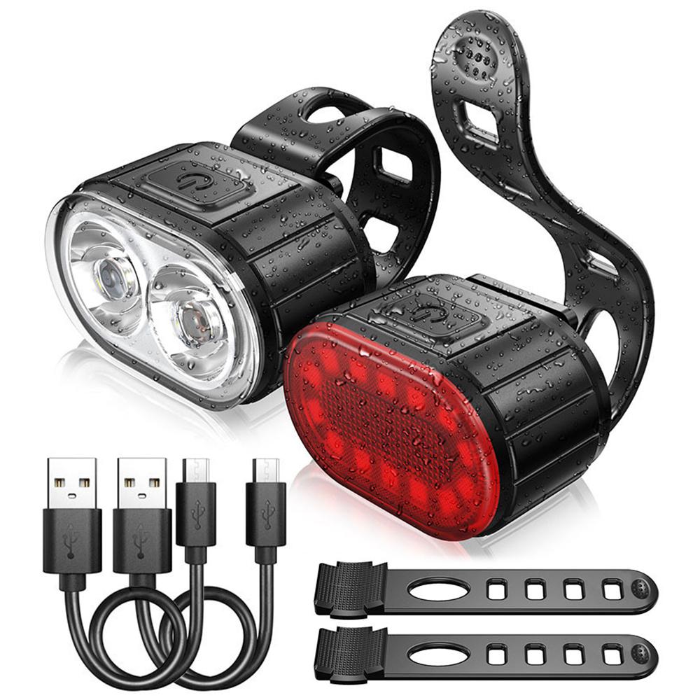 Đèn pha USB có thể sạc lại gắn phía sau hoặc trước, chống nước IPX4 Đèn LED an toàn cho xe đạp