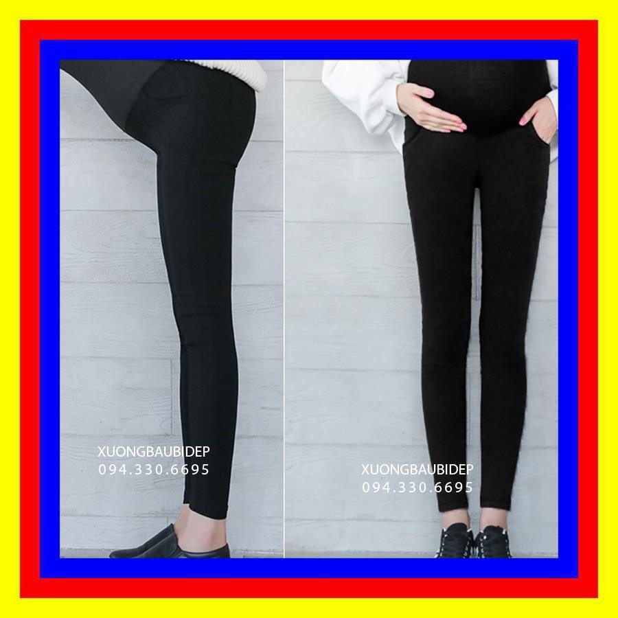 Quần bầu legging có đáp bụng và chun chỉnh (40-90kg)