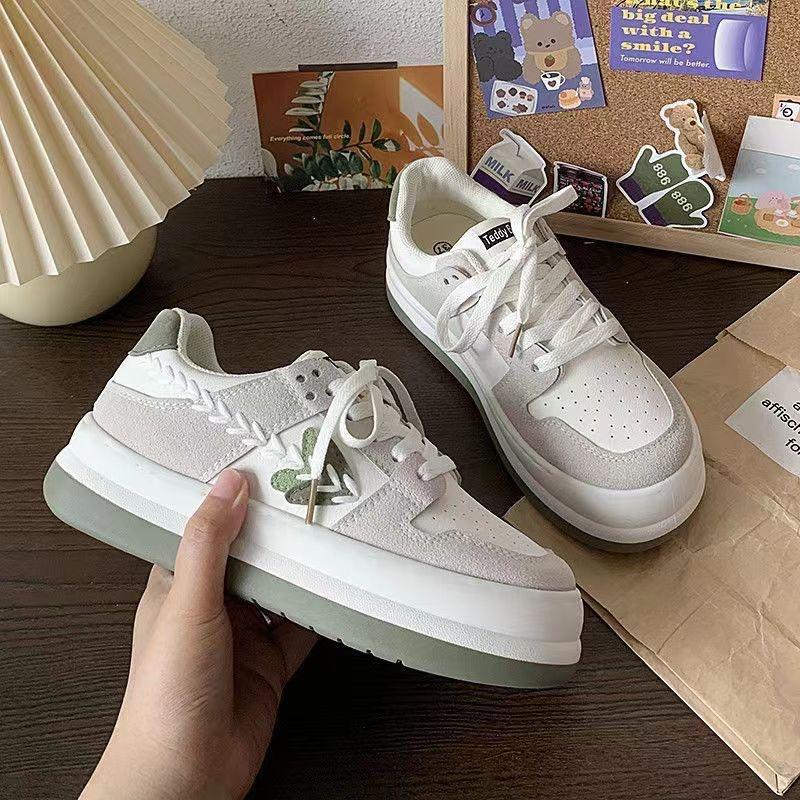 HOT SALECHZK Giày thể thao nữ TED viền lúa độn đế cao 5cm chất liệu da siêu đẹp mẫu mới nhất, seaker nữ đi học đế bằng