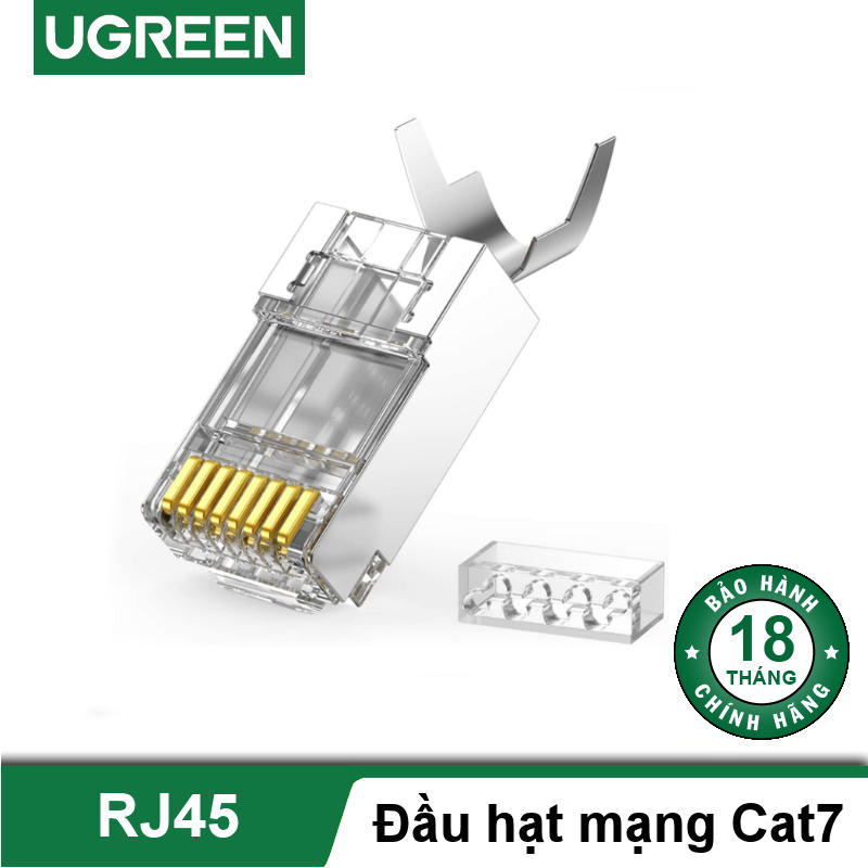 Hạt đầu bấm mạng bọc inox Cat7 UGREEN 70316 thiết kế đuôi kẹp cố định vào cáp cao cấp - Hàng nhập khẩu