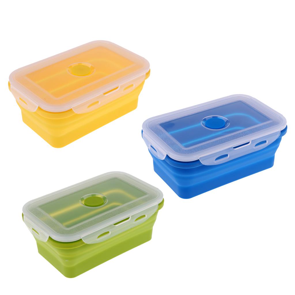 Portable Silicone Collapsible Lunch Bento Box, Microwave, Dishwasher and Freezer to Oven Safe