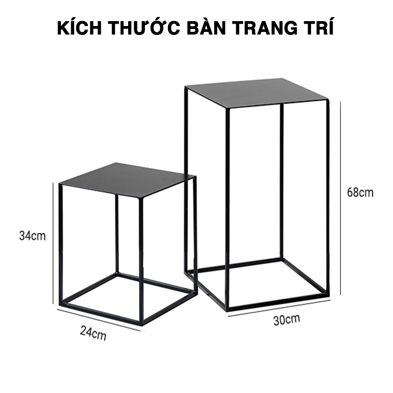 Combo 2 Bàn trang trí RIBO HOUSE bàn khung kim loại sơn tĩnh điện trang trí phòng khách - phòng ngủ phong cách Châu Âu RIBO157