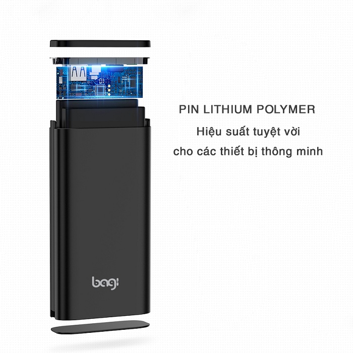 Pin dự phòng Bagi chất lượng cao 10.000mAh P9 - Hàng chính hãng