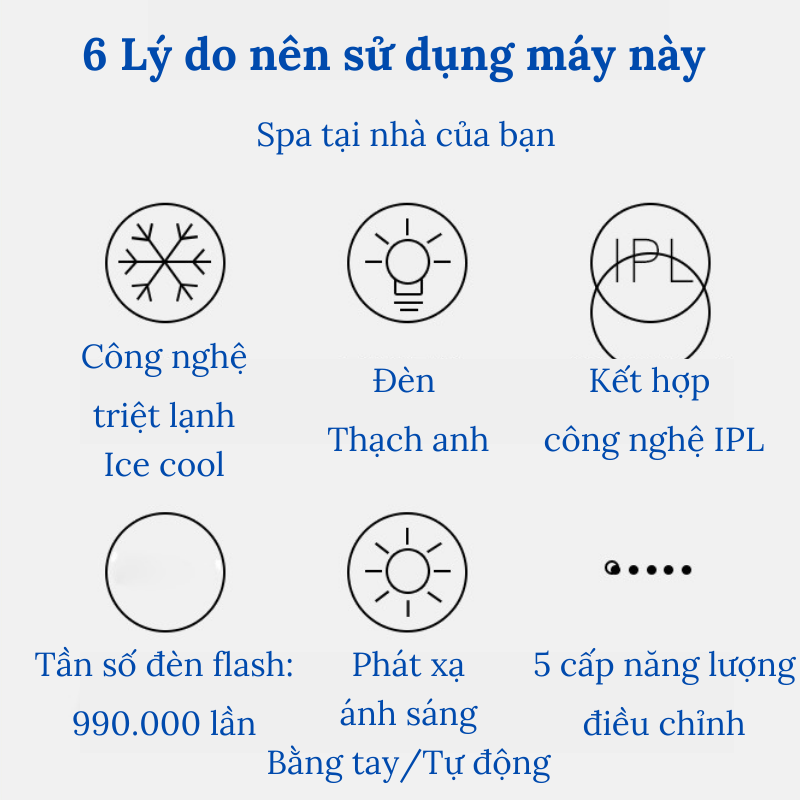 Máy Triệt Lông Đầu Lạnh Bugu DM-001 Tẩy Lông Toàn Thân Vĩnh Viễn Trẻ Hóa Da Bằng Công Nghệ Ice Cool Kết Hợp IPL Photon