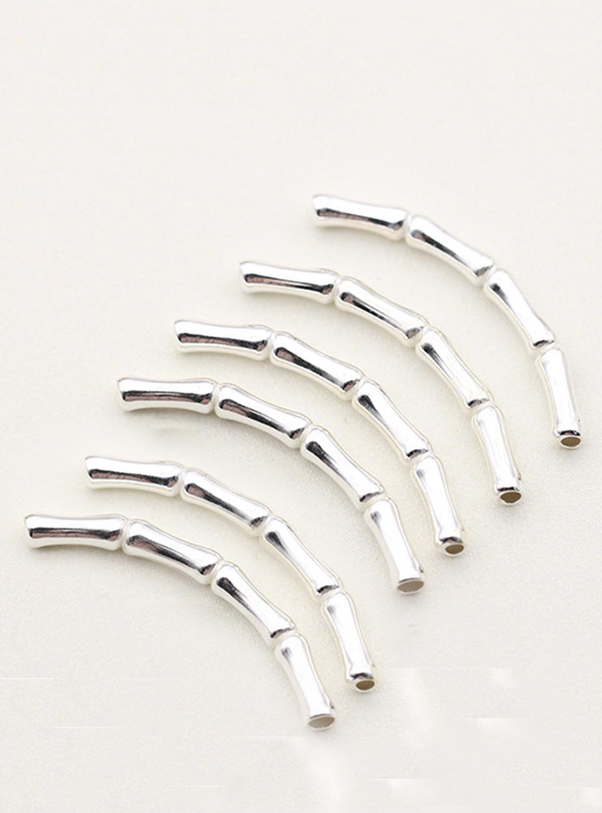 Combo 6 cái charm bạc hình ống đốt tre xỏ ngang - Ngọc Quý Gemstones